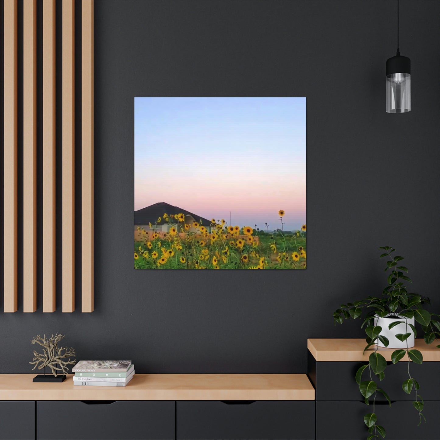 Sunflowers and a Rainbow Sky Canvas Gallery Wraps