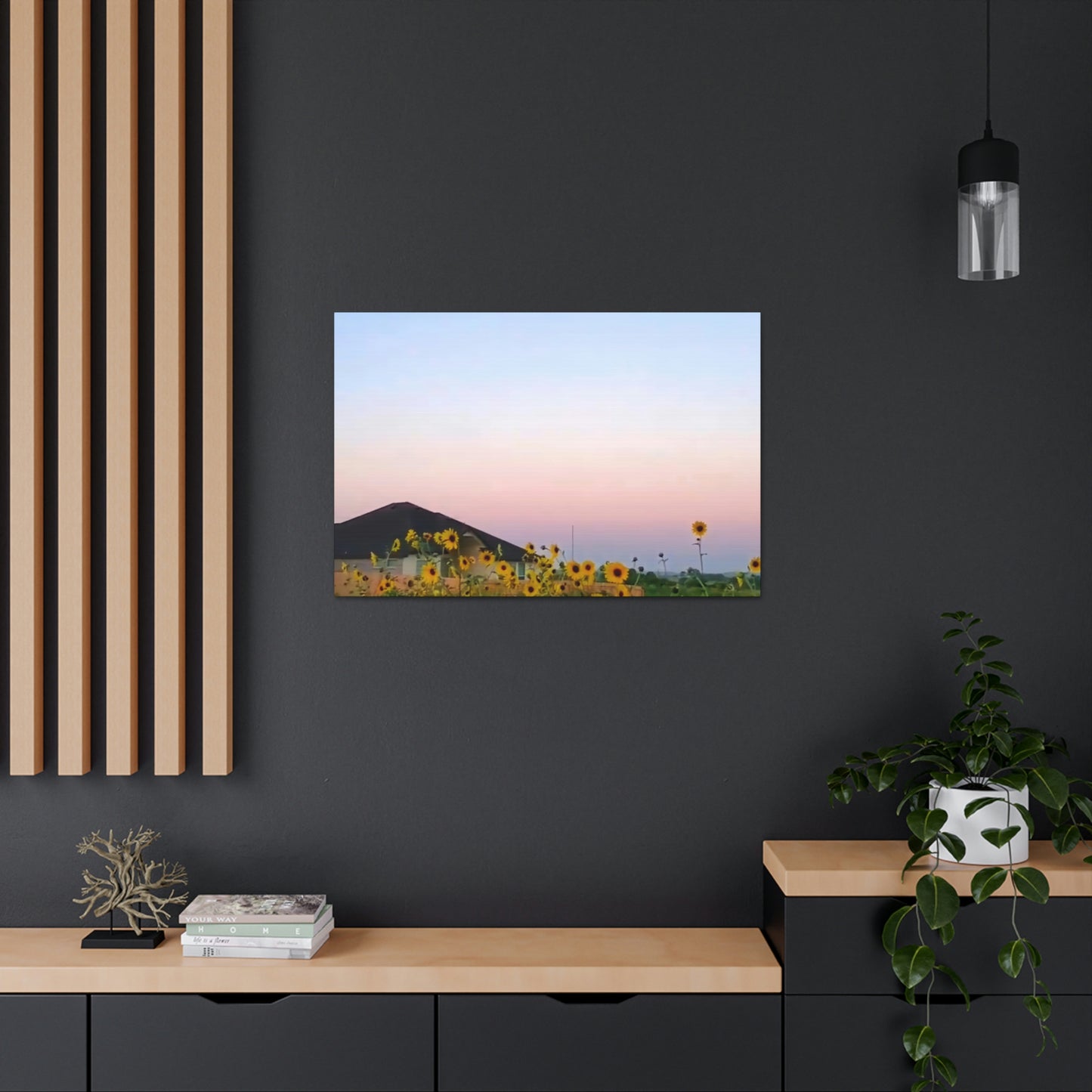 Sunflowers and a Rainbow Sky Canvas Gallery Wraps