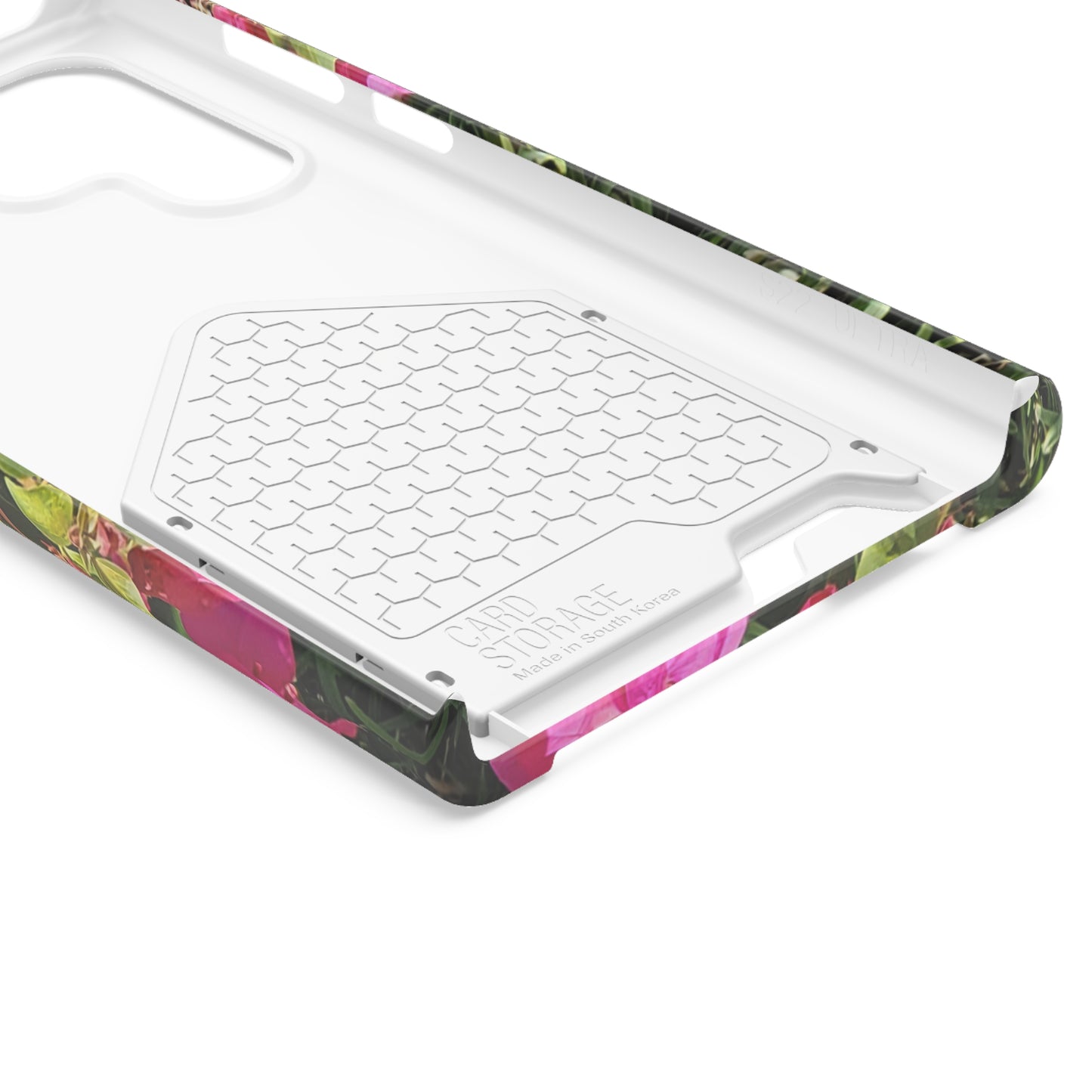 Phone Case With Card Holder with Hot Pink Bougainvillea Design