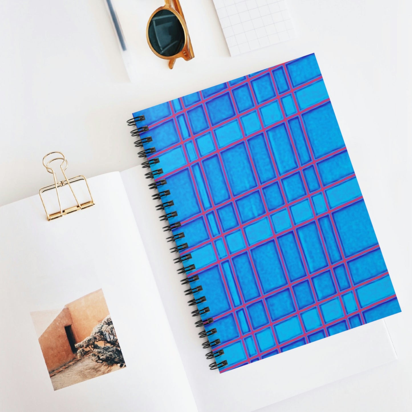 Light Blue/Red | Spiral Notebook 118 pg Ruled | Vintage Window Collection | Life By Ortavia