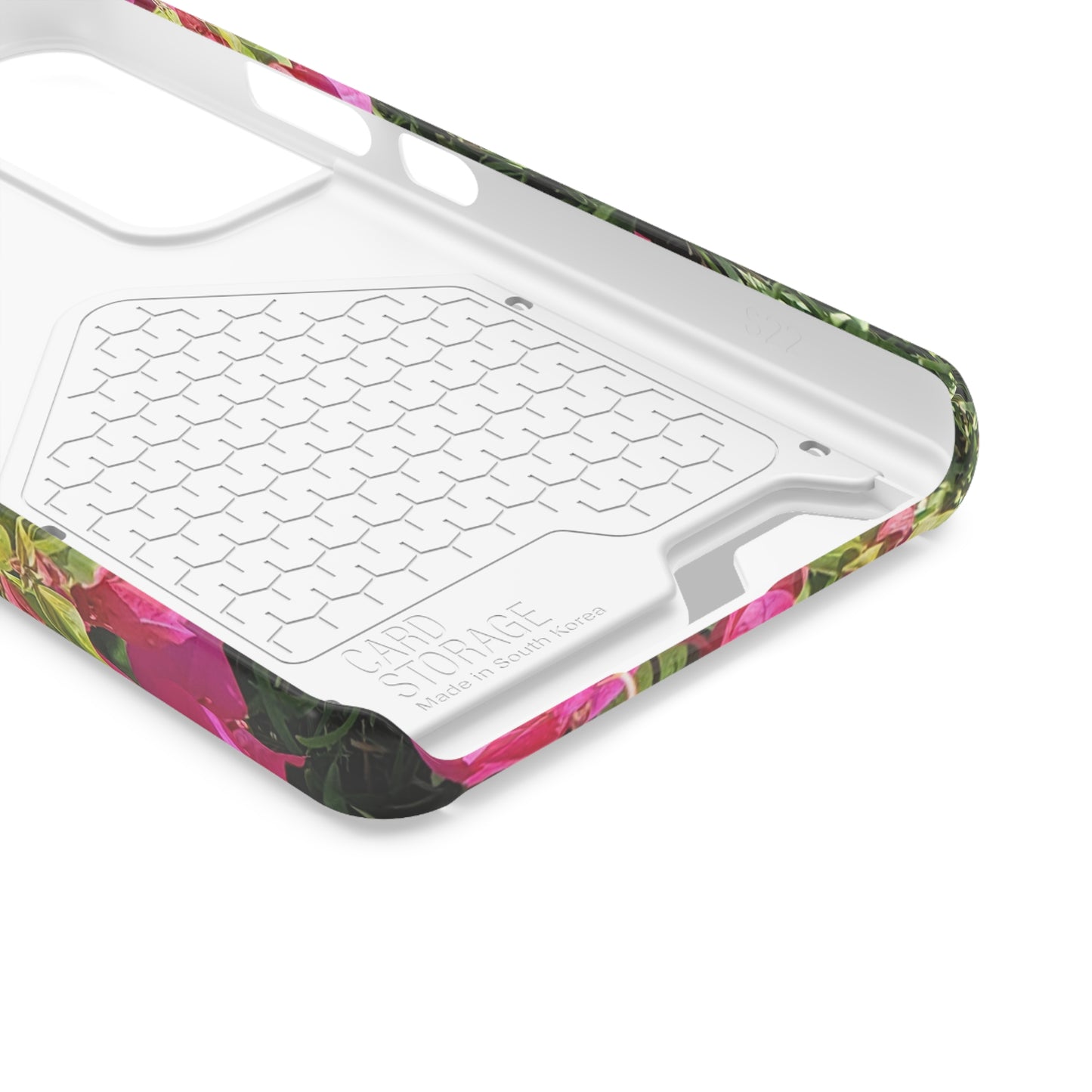 Phone Case With Card Holder with Hot Pink Bougainvillea Design