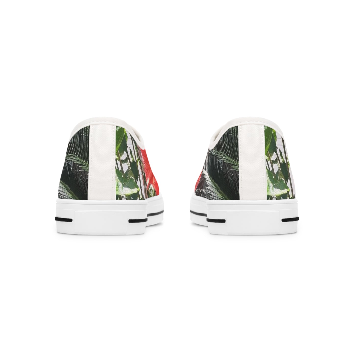 Women's Low Top Sneakers with Peach Hibiscus Design