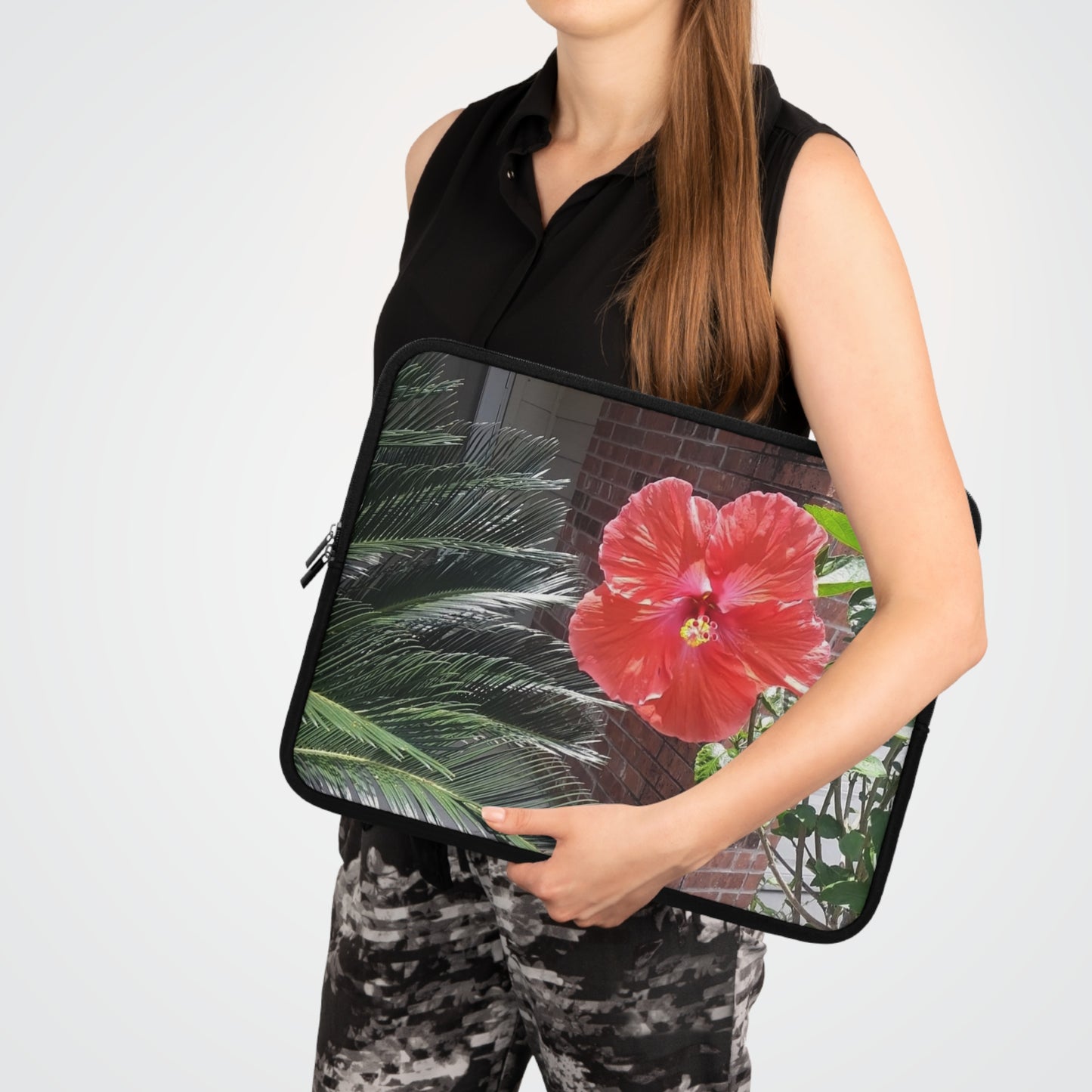 Laptop Sleeve with Peach Hibiscus Flower Design 7 Inch 10 Inch 13 Inch 15 Inch 17 Inch