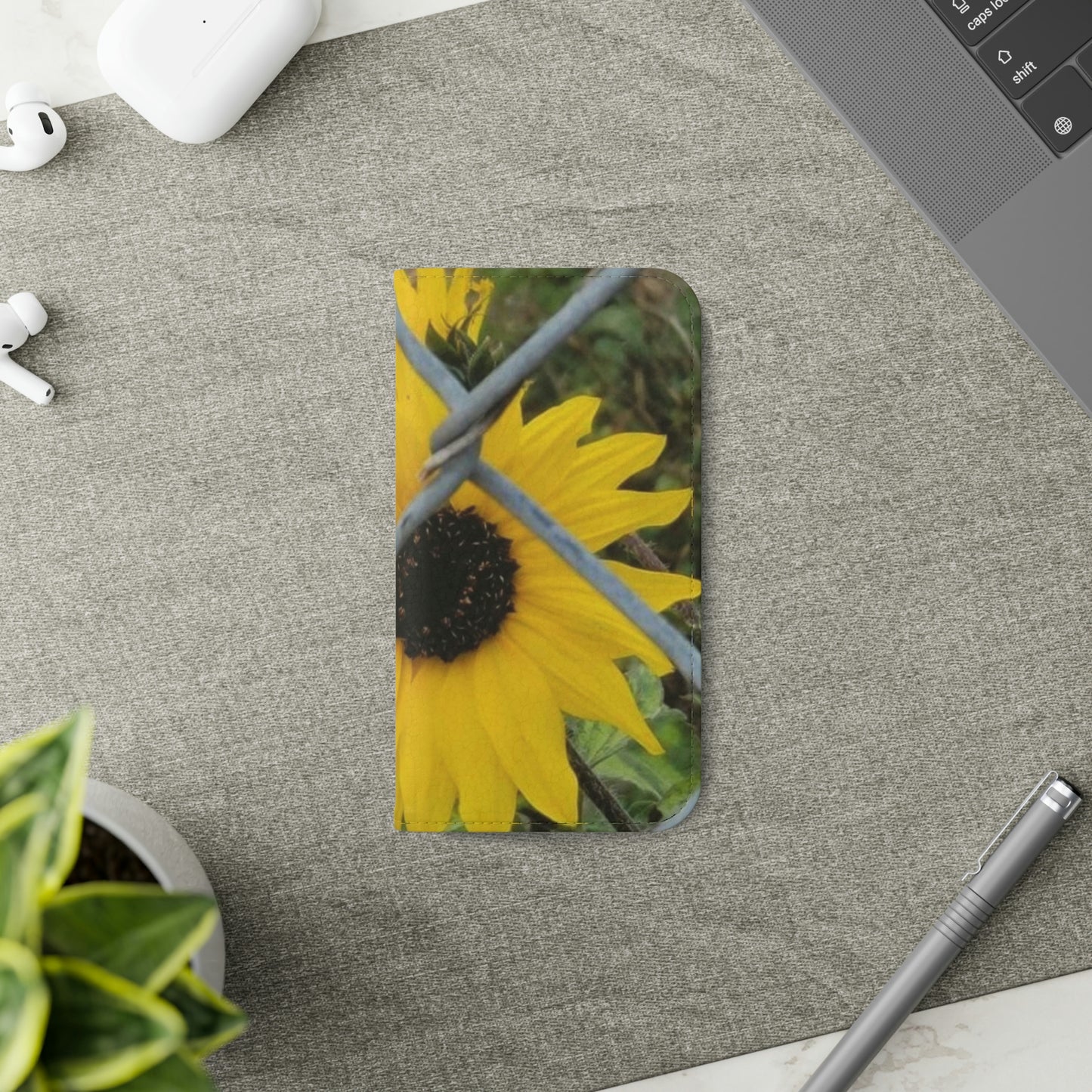 Sunflower Behind A Fence | Folio Phone Case | High Bloom Collection | Life By Ortavia