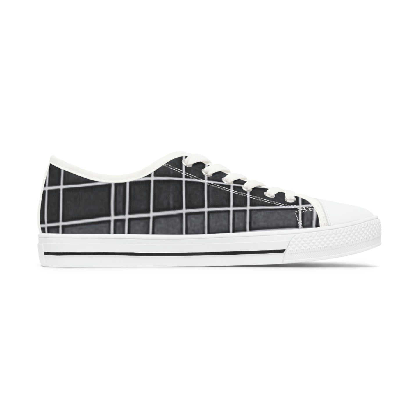 Women's Low Top Sneakers with Vintage Newspaper Window Design