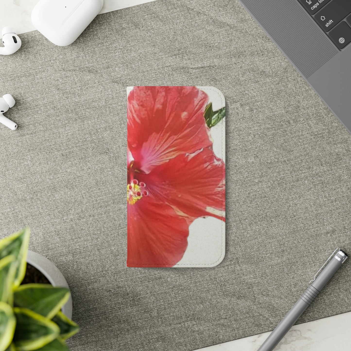 Peach Hibiscus White Background | Folio Phone Case | High Bloom Collection | Life By Ortavia