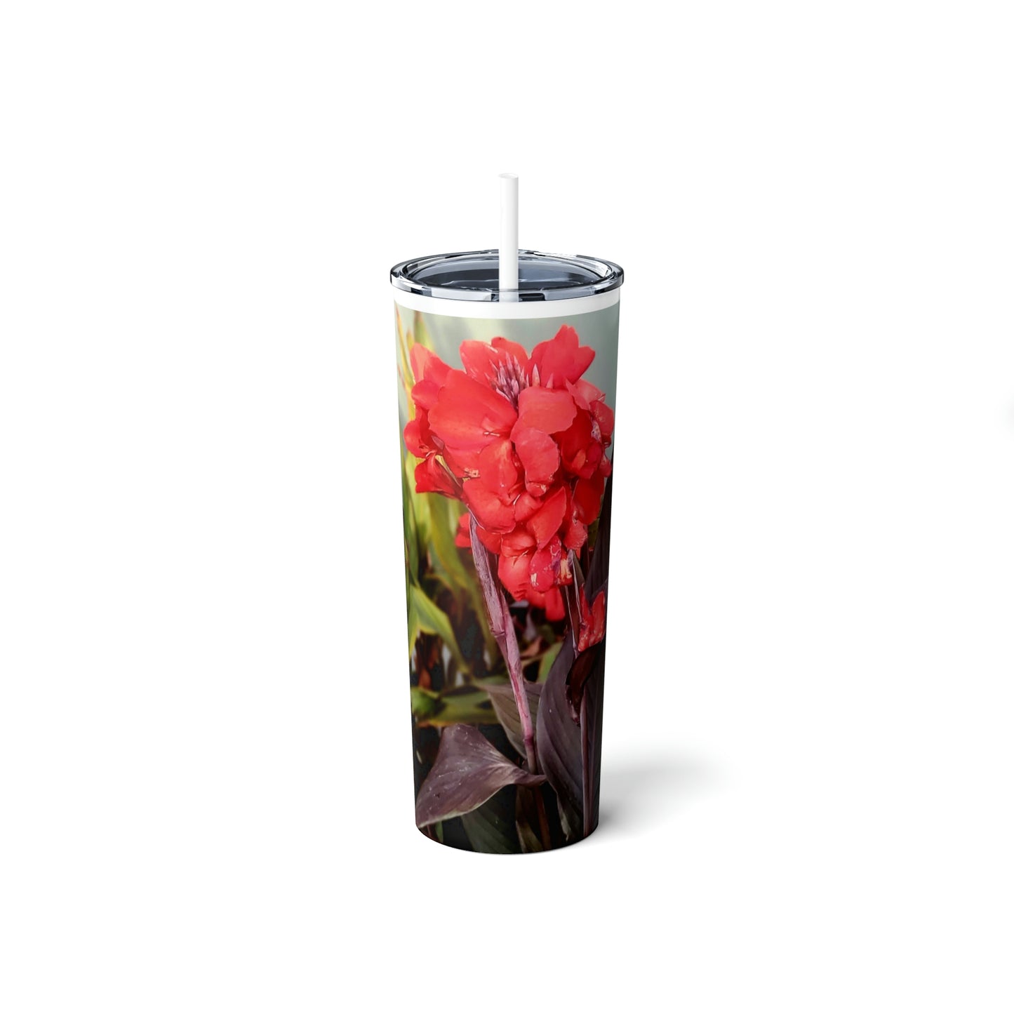 Red Canna | Skinny Steel Tumbler with Straw 20oz | High Bloom Collection | Life By Ortavia