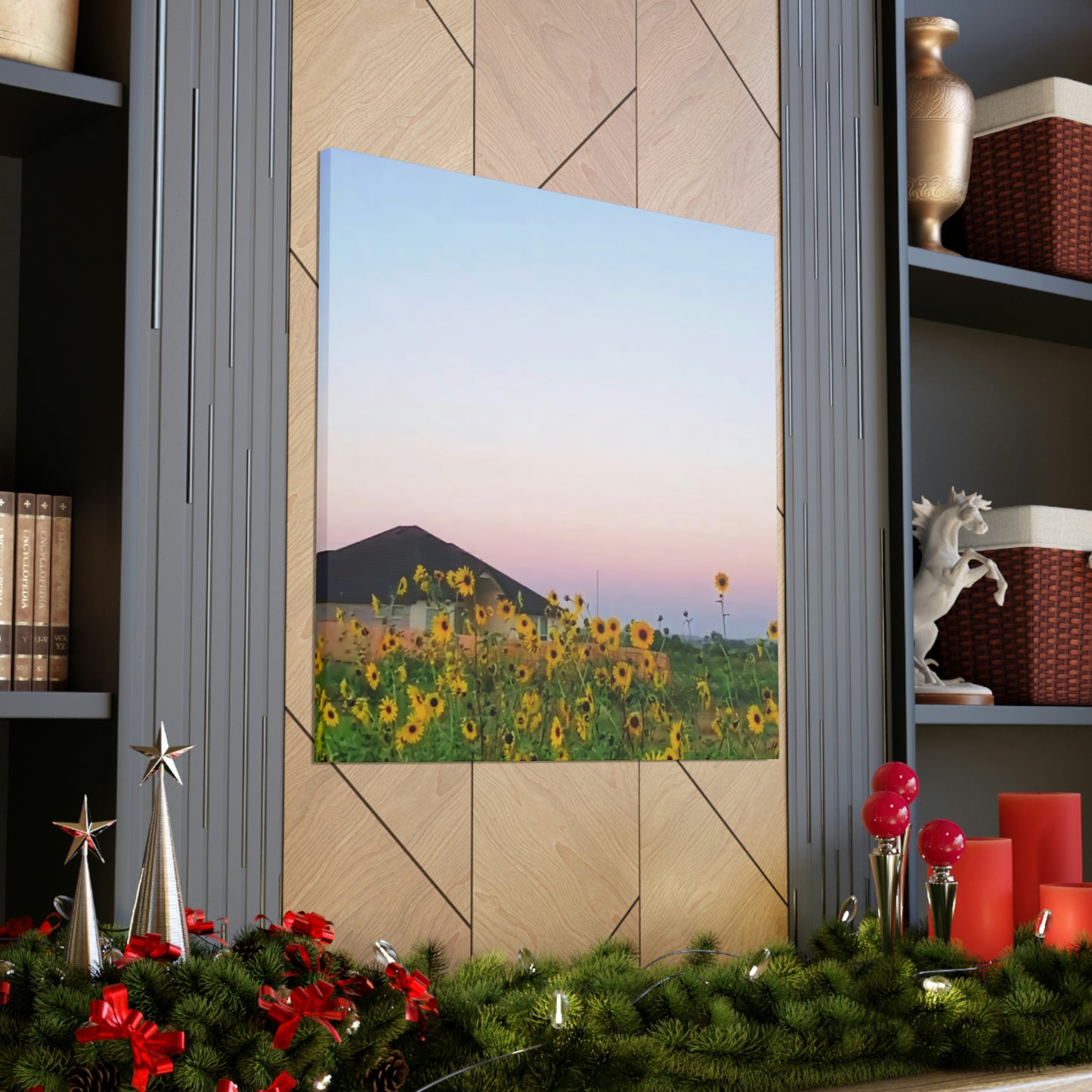 Sunflowers and a Rainbow Sky Canvas Gallery Wraps