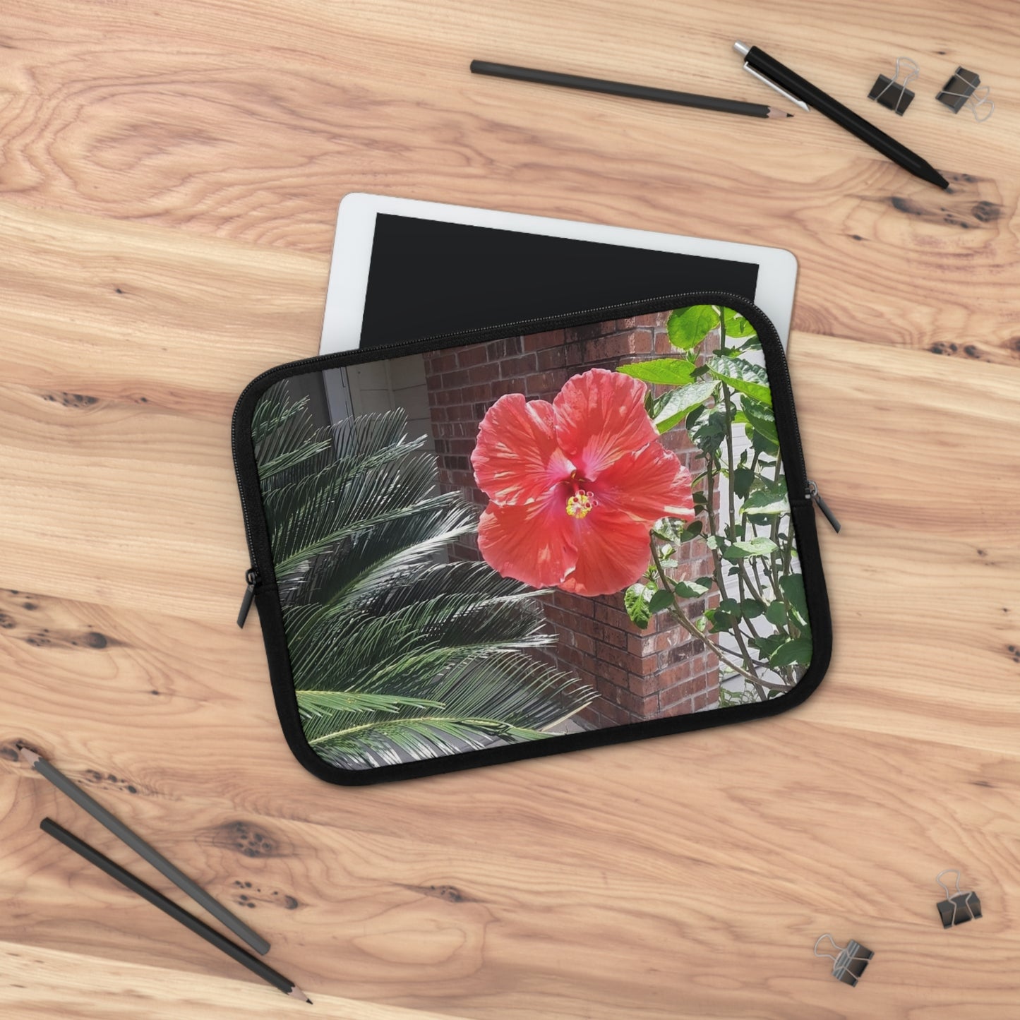 Laptop Sleeve with Peach Hibiscus Flower Design 7 Inch 10 Inch 13 Inch 15 Inch 17 Inch