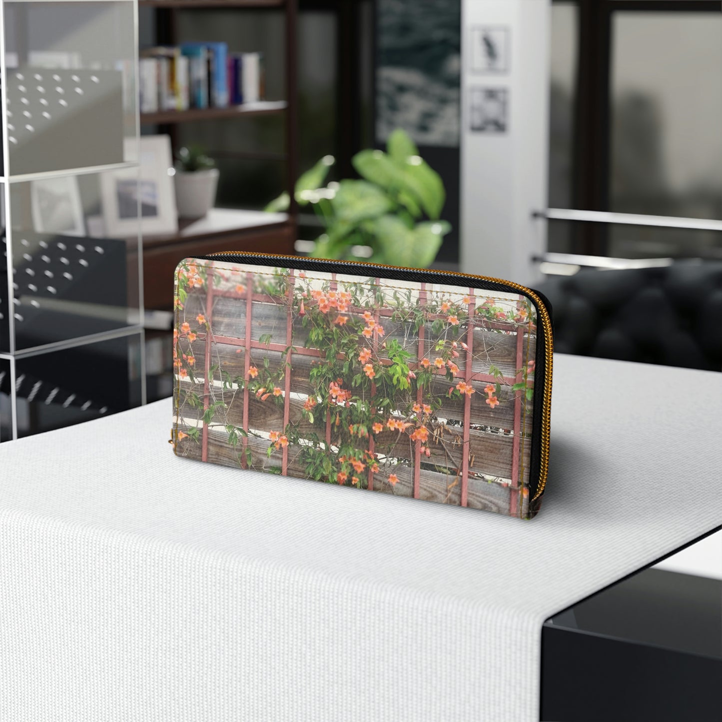 Flowers On A Rugged Fence | High Bloom Collection | Zipper Wallet | Life By Ortavia