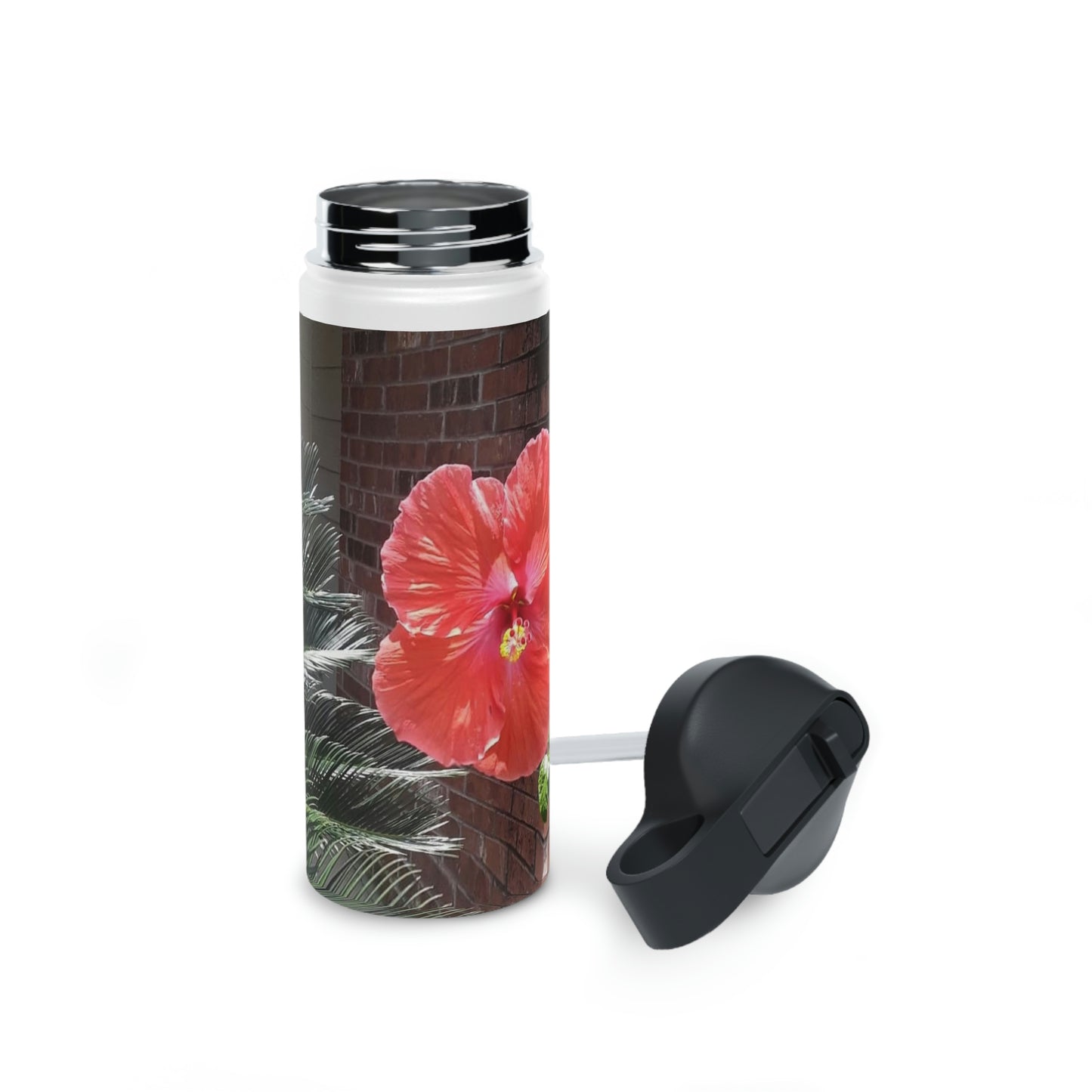 Peach Hibiscus | Stainless Steel Water Bottle, Standard Lid | High Bloom Collection | Life By Ortavia