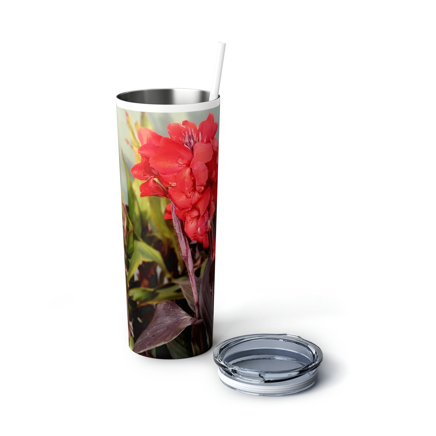 Red Canna | Skinny Steel Tumbler with Straw 20oz | High Bloom Collection | Life By Ortavia