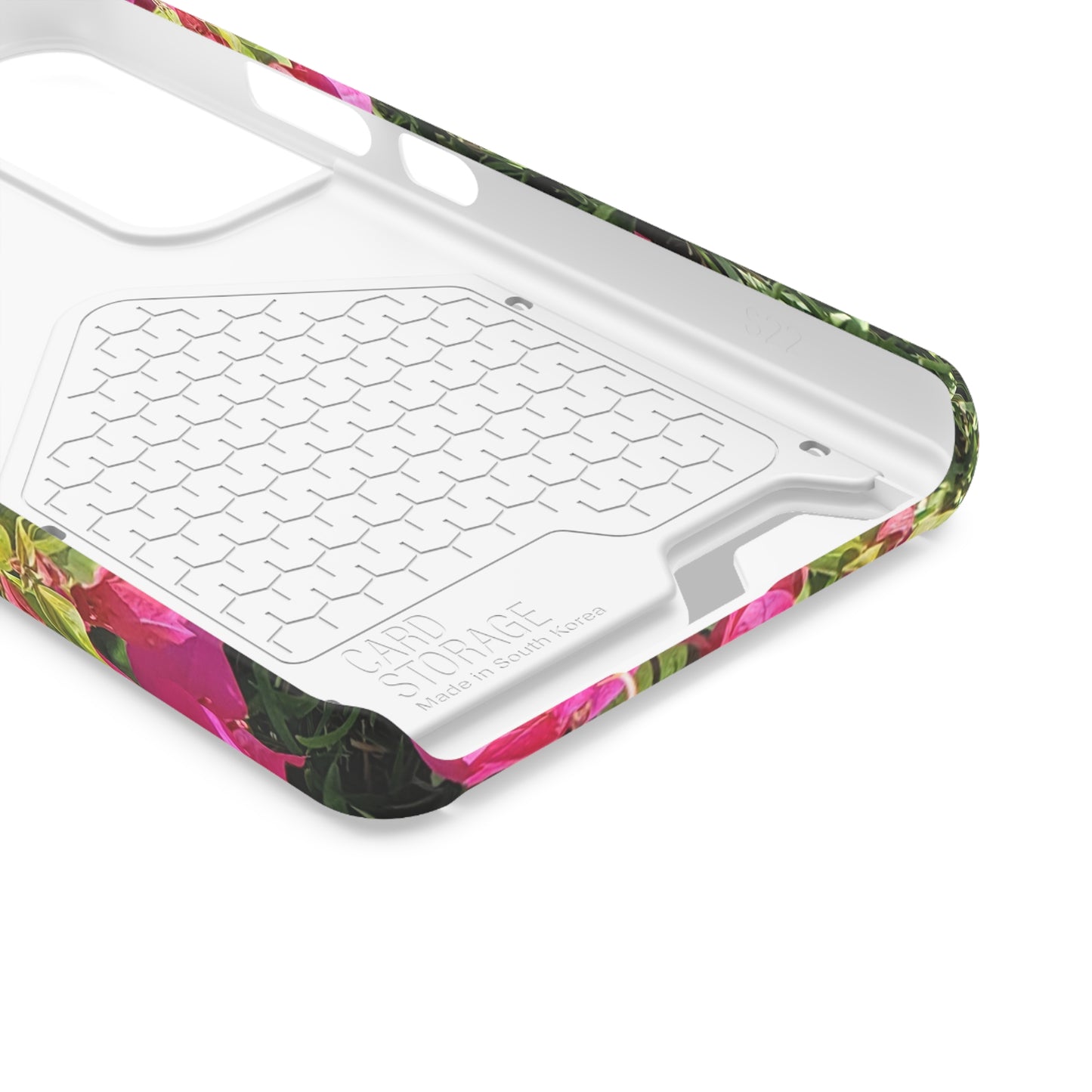 Phone Case With Card Holder with Hot Pink Bougainvillea Design