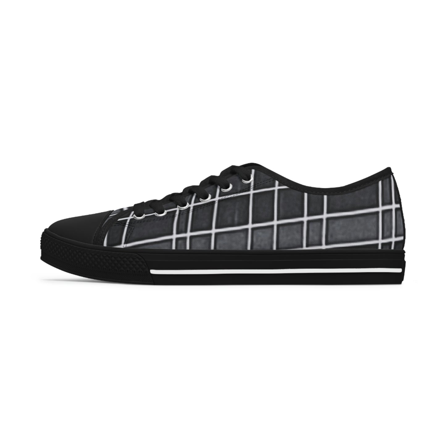 Women's Low Top Sneakers with Vintage Newspaper Window Design