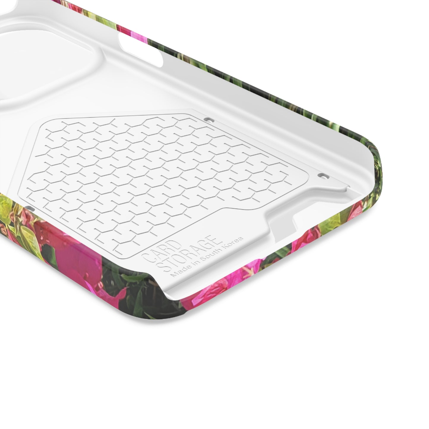Phone Case With Card Holder with Hot Pink Bougainvillea Design