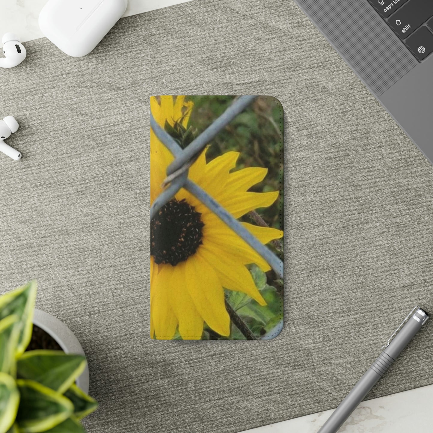 Sunflower Behind A Fence | Folio Phone Case | High Bloom Collection | Life By Ortavia
