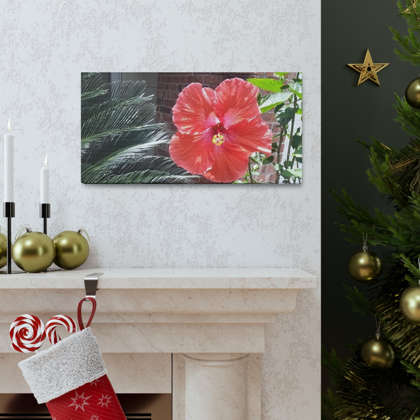 Art Prints & Wall Art, Gallery Canvas with Peach Hibiscus Flower