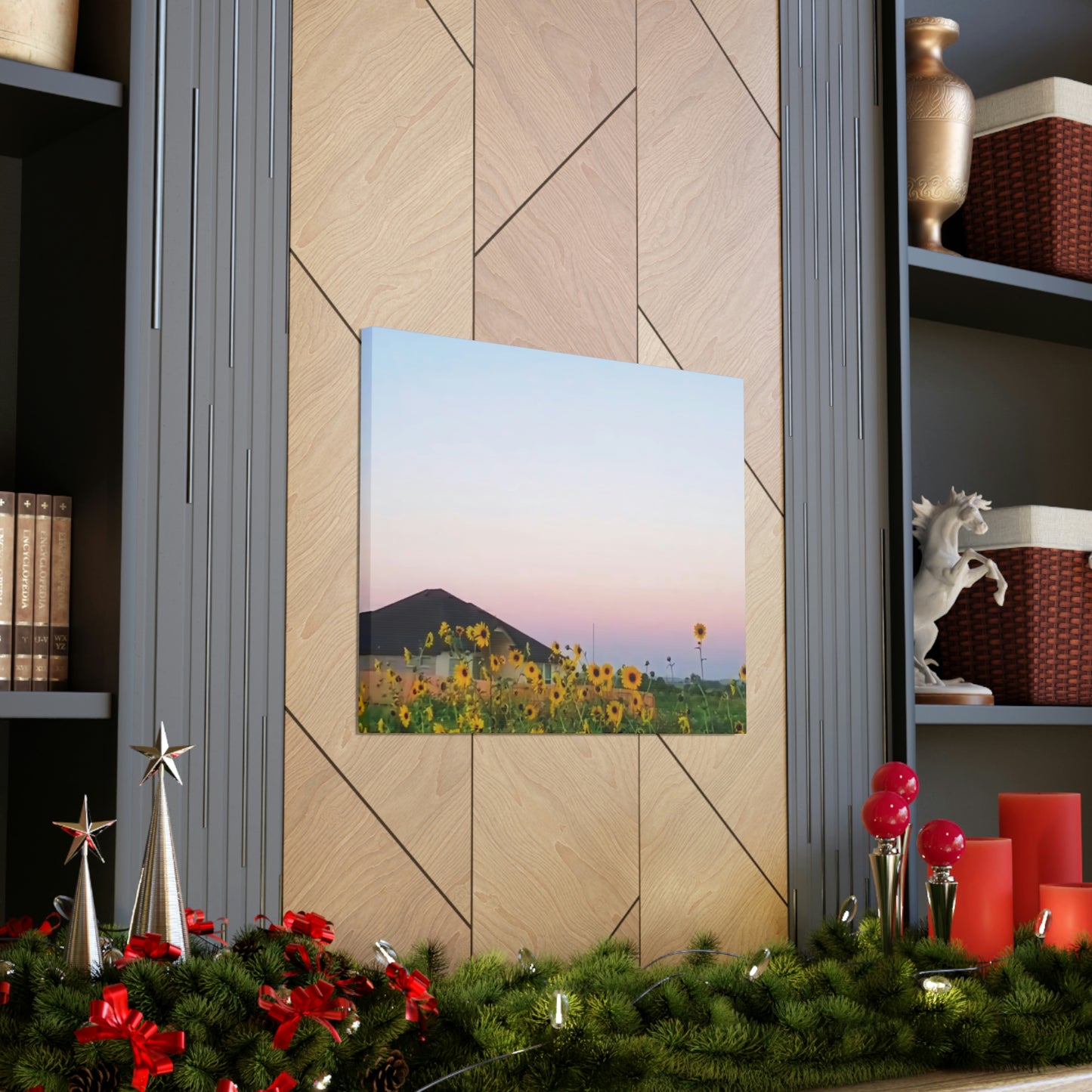Sunflowers and a Rainbow Sky Canvas Gallery Wraps