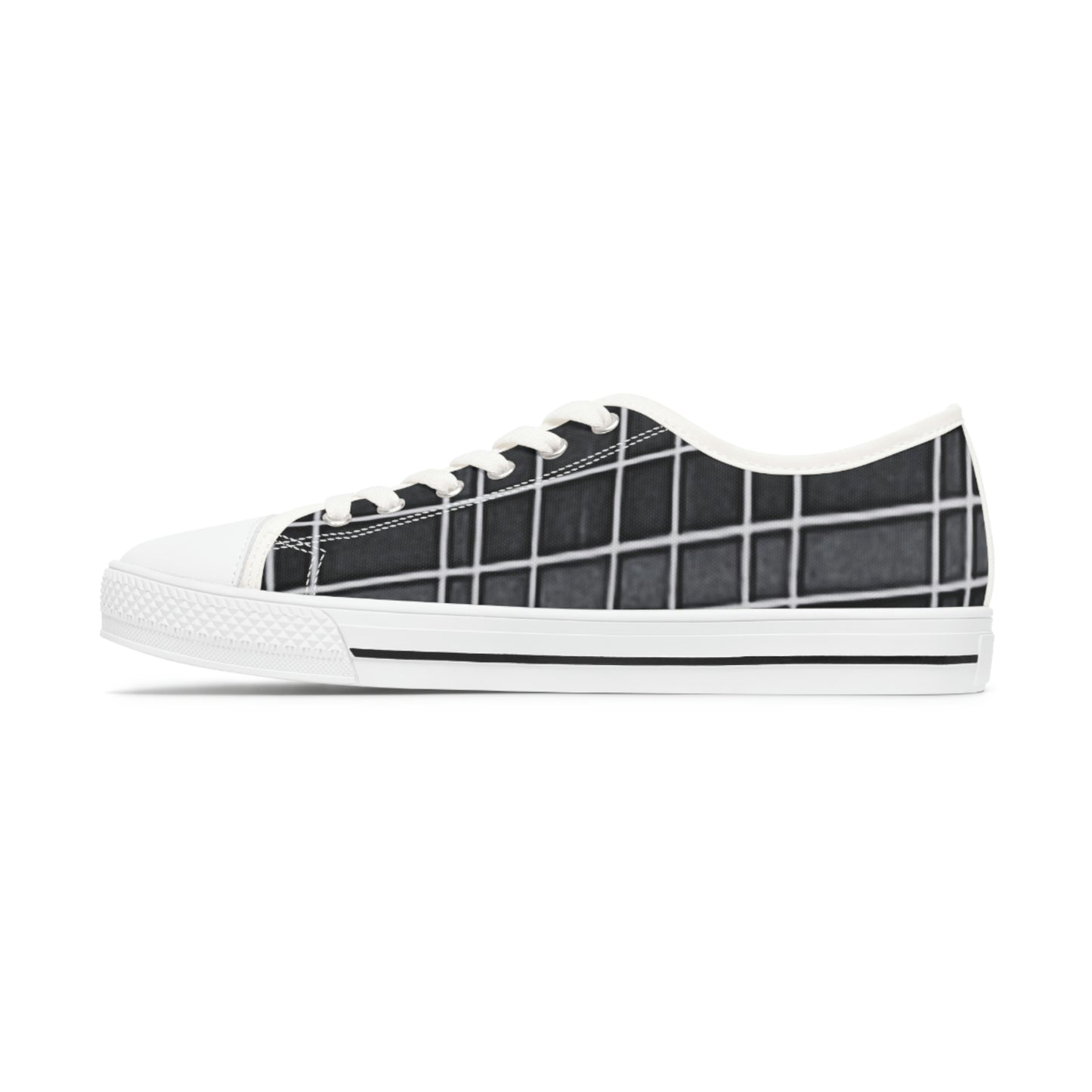 Women's Low Top Sneakers with Vintage Newspaper Window Design