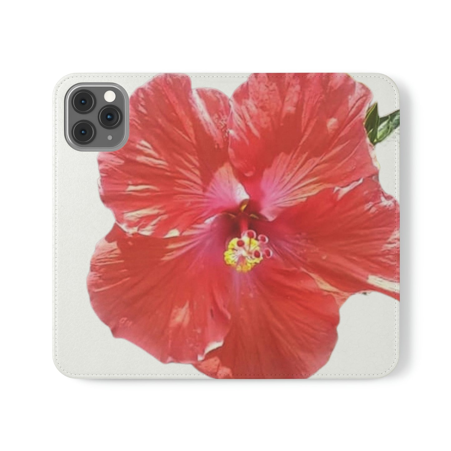 Peach Hibiscus White Background | Folio Phone Case | High Bloom Collection | Life By Ortavia