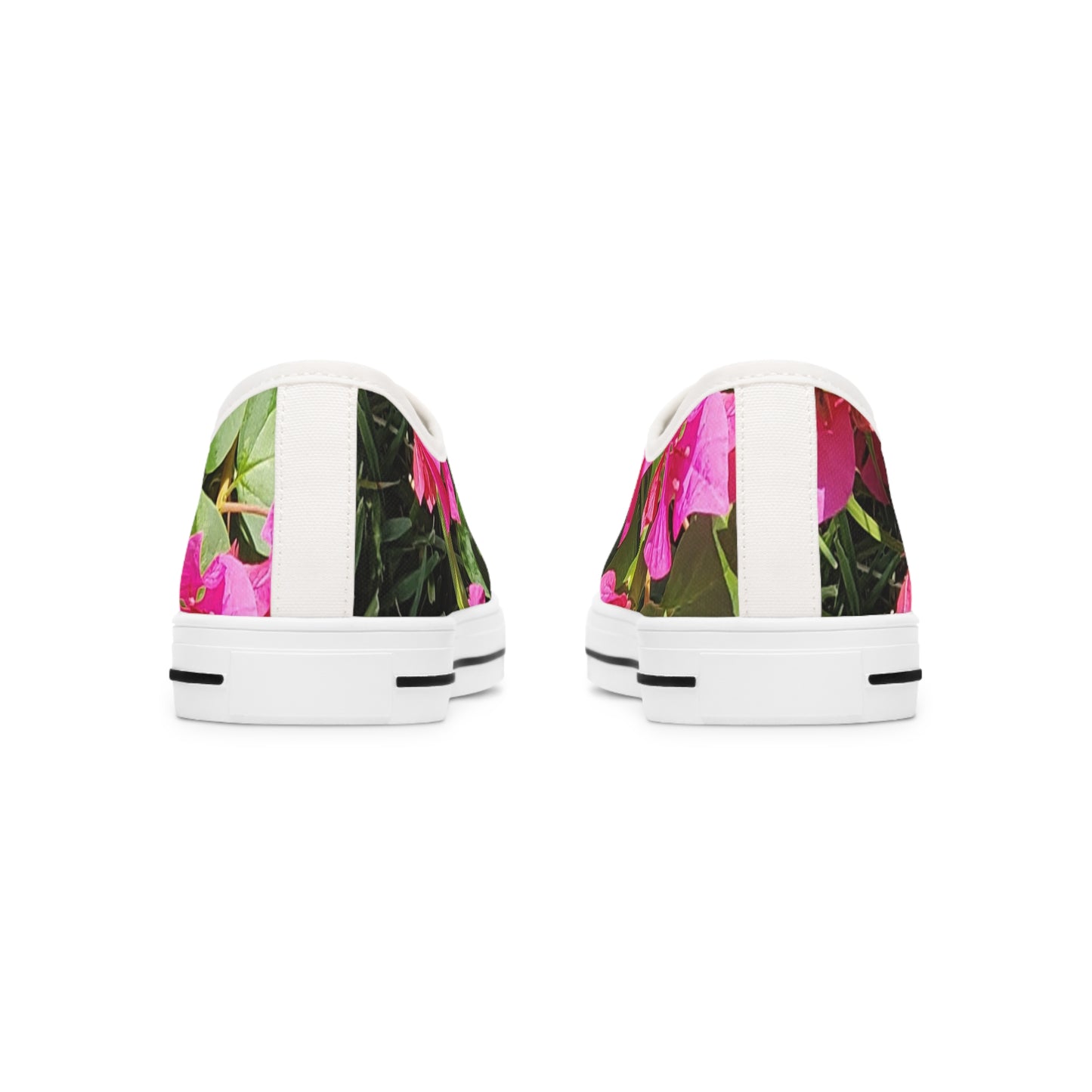 Women's Low Top Sneakers with Hot Pink Bougainvillea Design