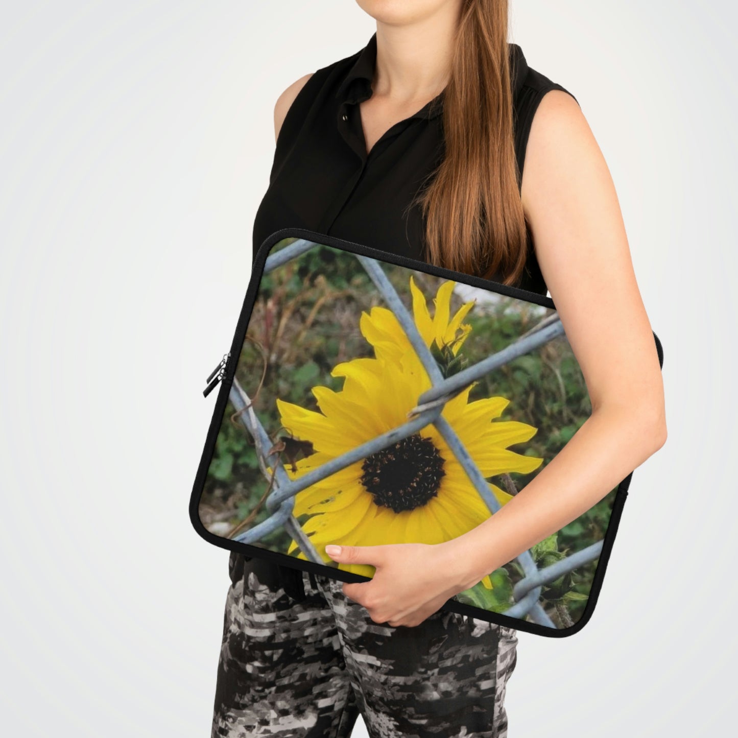 Laptop Sleeve with Sunflower Behind A Fence Design 7 Inch 10 Inch 13 Inch 15 Inch 17 Inch
