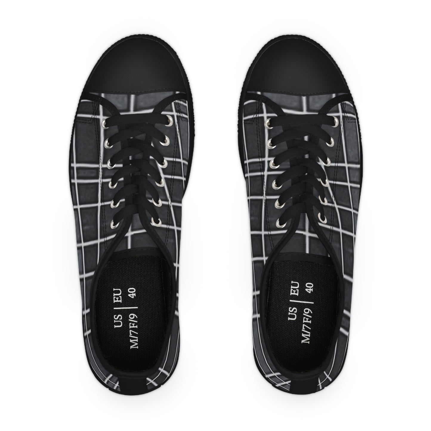 Women's Low Top Sneakers with Vintage Newspaper Window Design