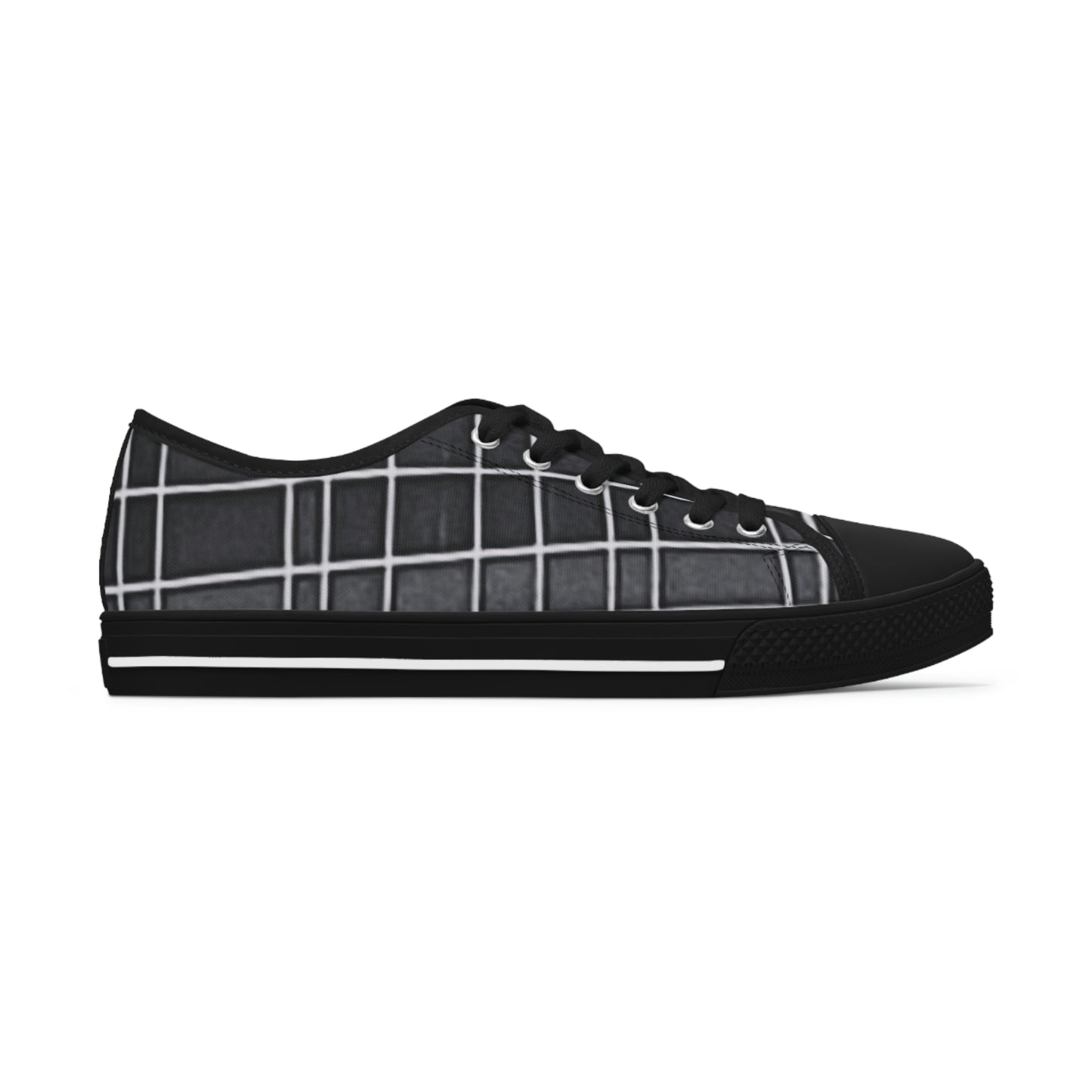 Women's Low Top Sneakers with Vintage Newspaper Window Design