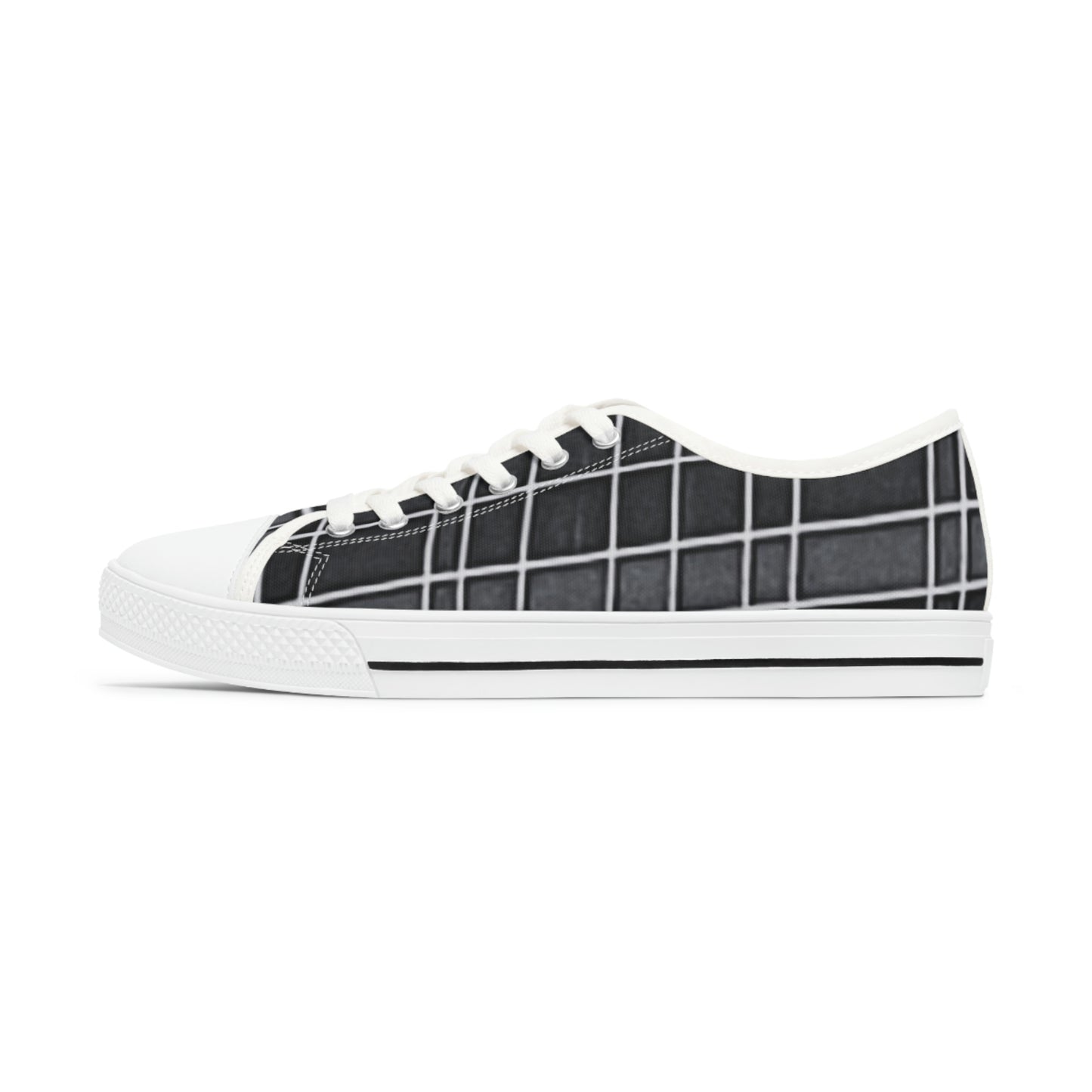 Women's Low Top Sneakers with Vintage Newspaper Window Design