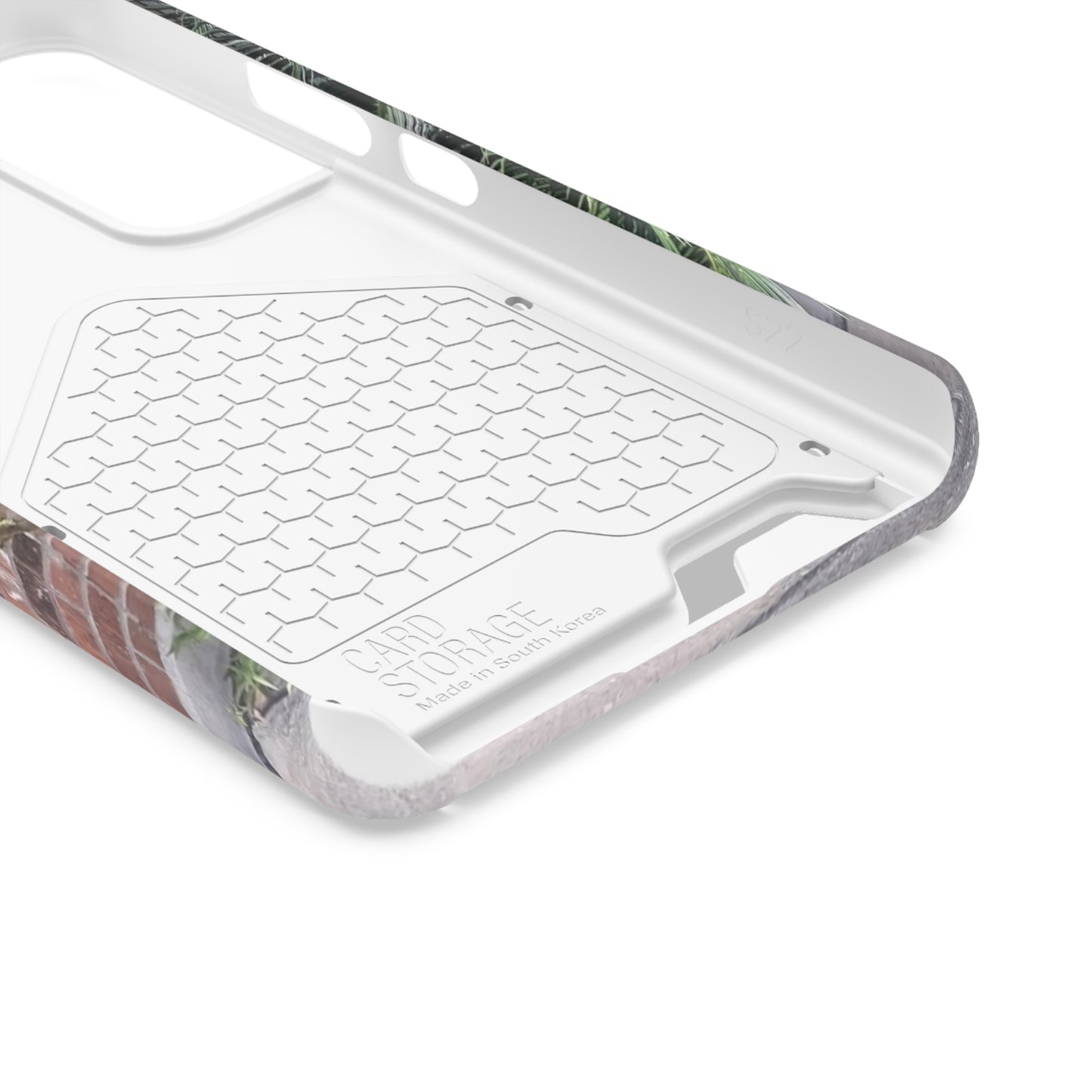Phone Case With Card Holder with Peach Hibiscus Flower Design
