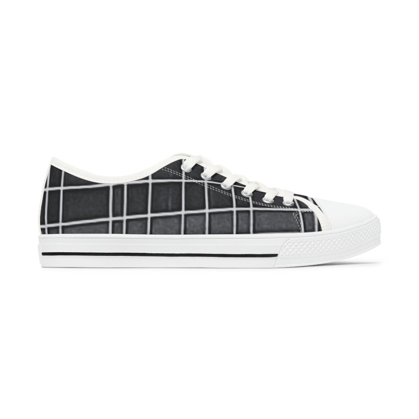Women's Low Top Sneakers with Vintage Newspaper Window Design
