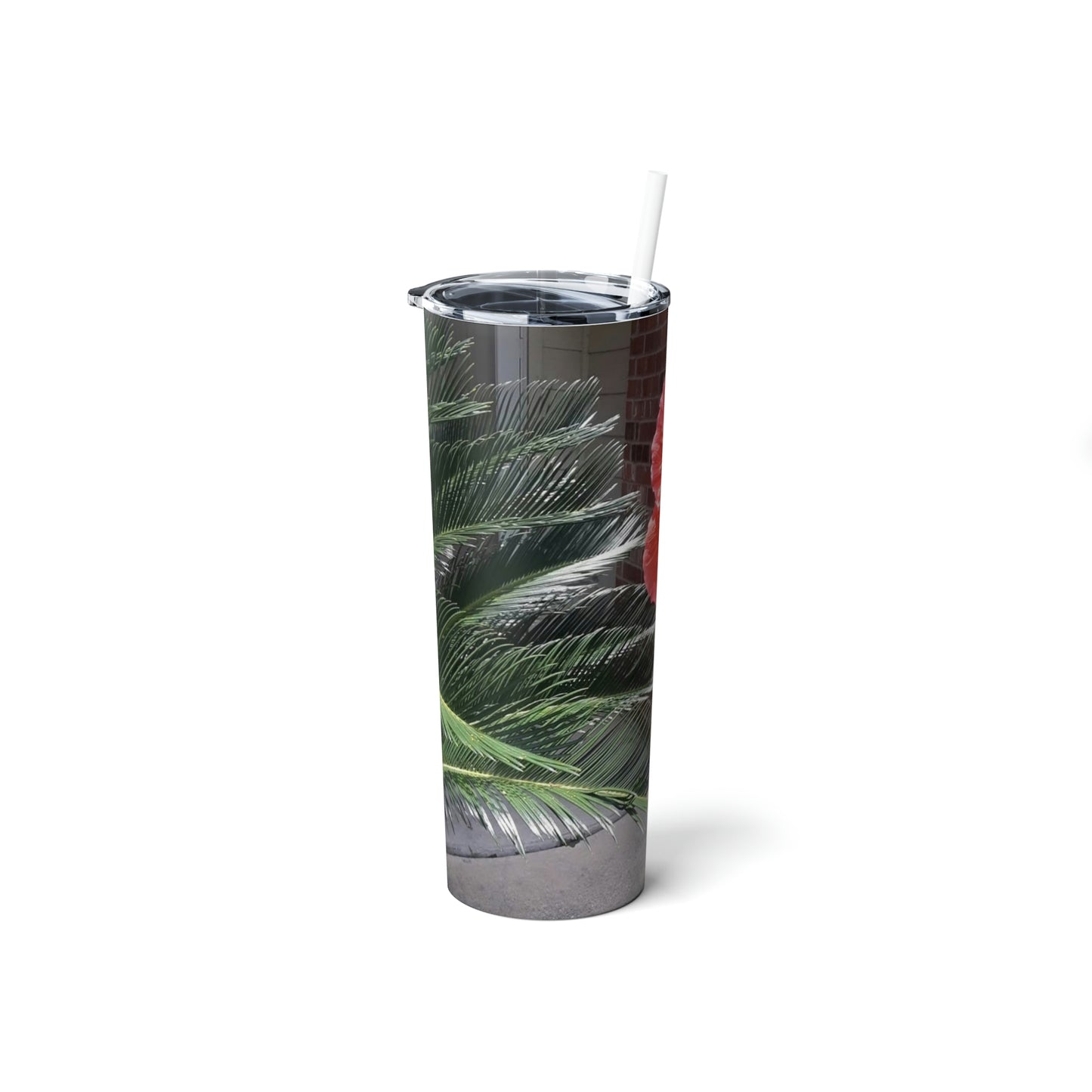 Peach Hibiscus Flower | Skinny Steel Tumbler with Straw 20oz | High Bloom Collection | Life By Ortavia