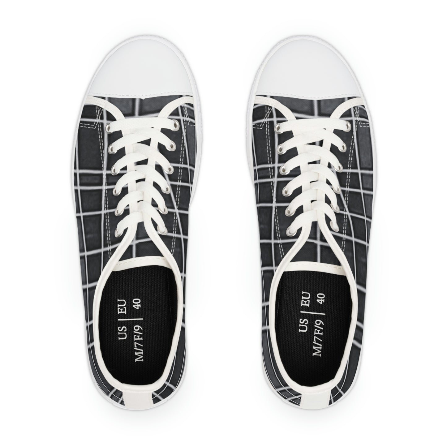 Women's Low Top Sneakers with Vintage Newspaper Window Design