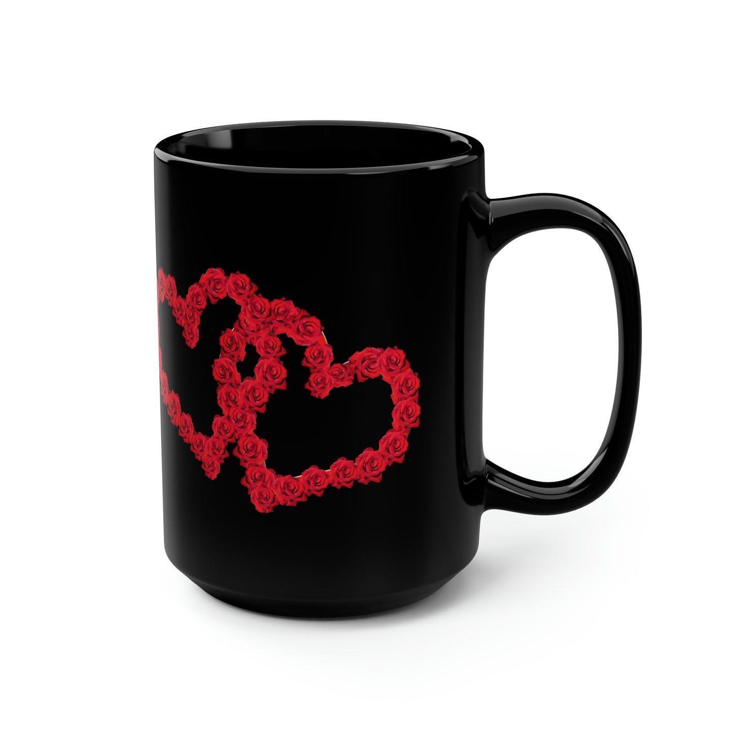 Hearts Black Coffee Mug and Tea Cups, 15oz | Life By Ortavia