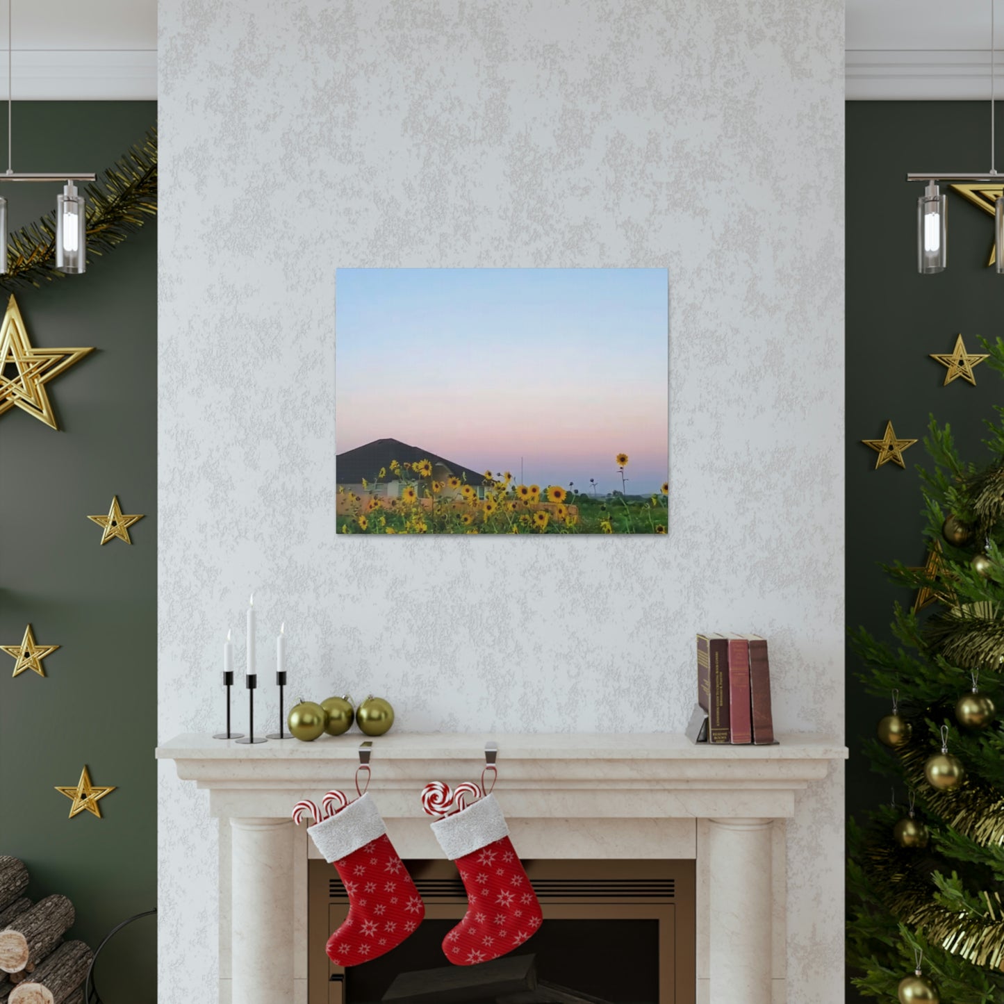 Sunflowers and a Rainbow Sky Canvas Gallery Wraps