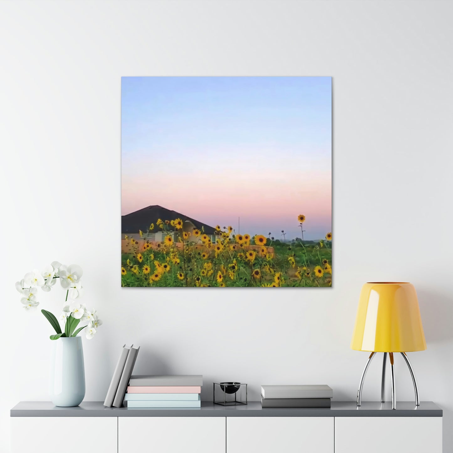 Sunflowers and a Rainbow Sky Canvas Gallery Wraps