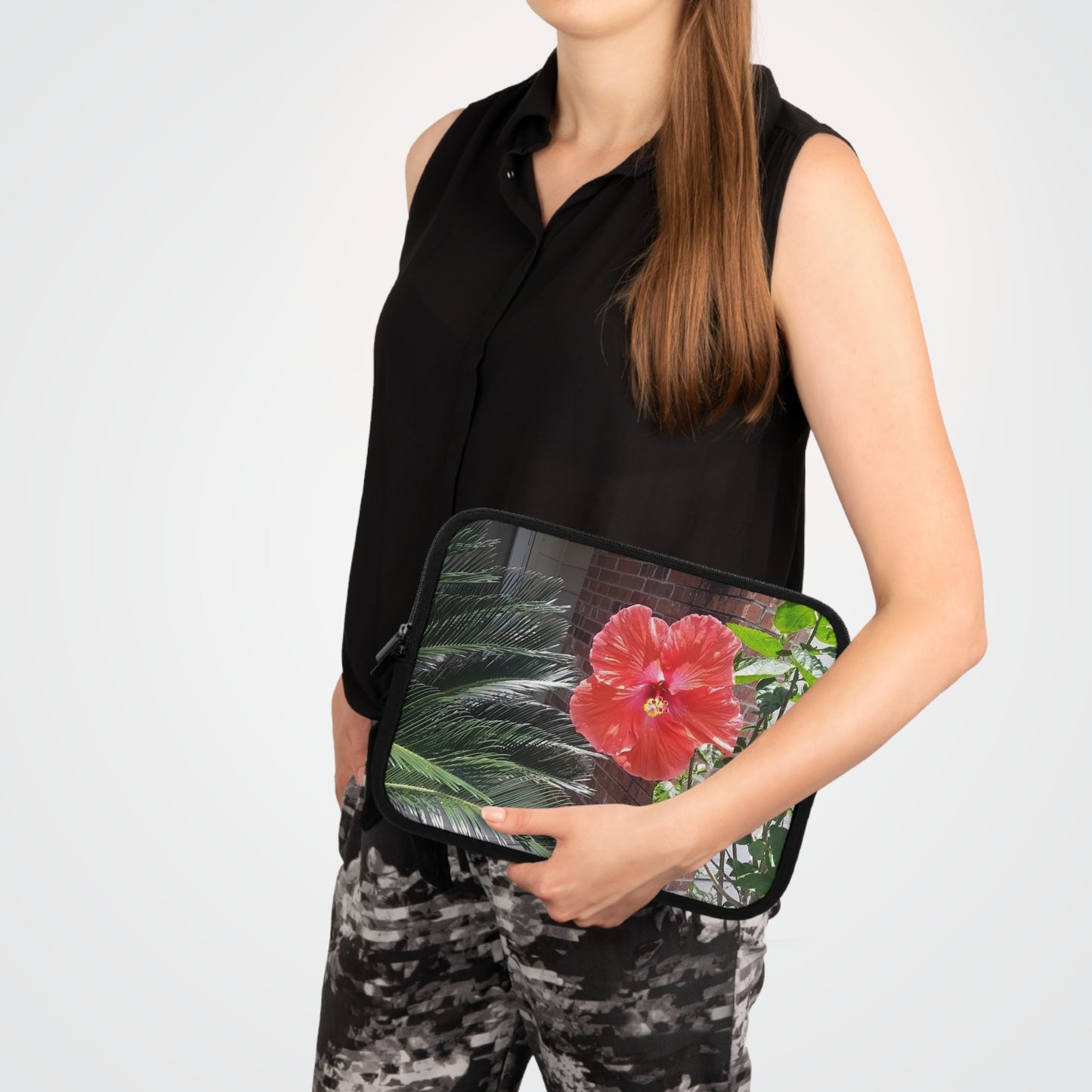 Laptop Sleeve with Peach Hibiscus Flower Design 7 Inch 10 Inch 13 Inch 15 Inch 17 Inch