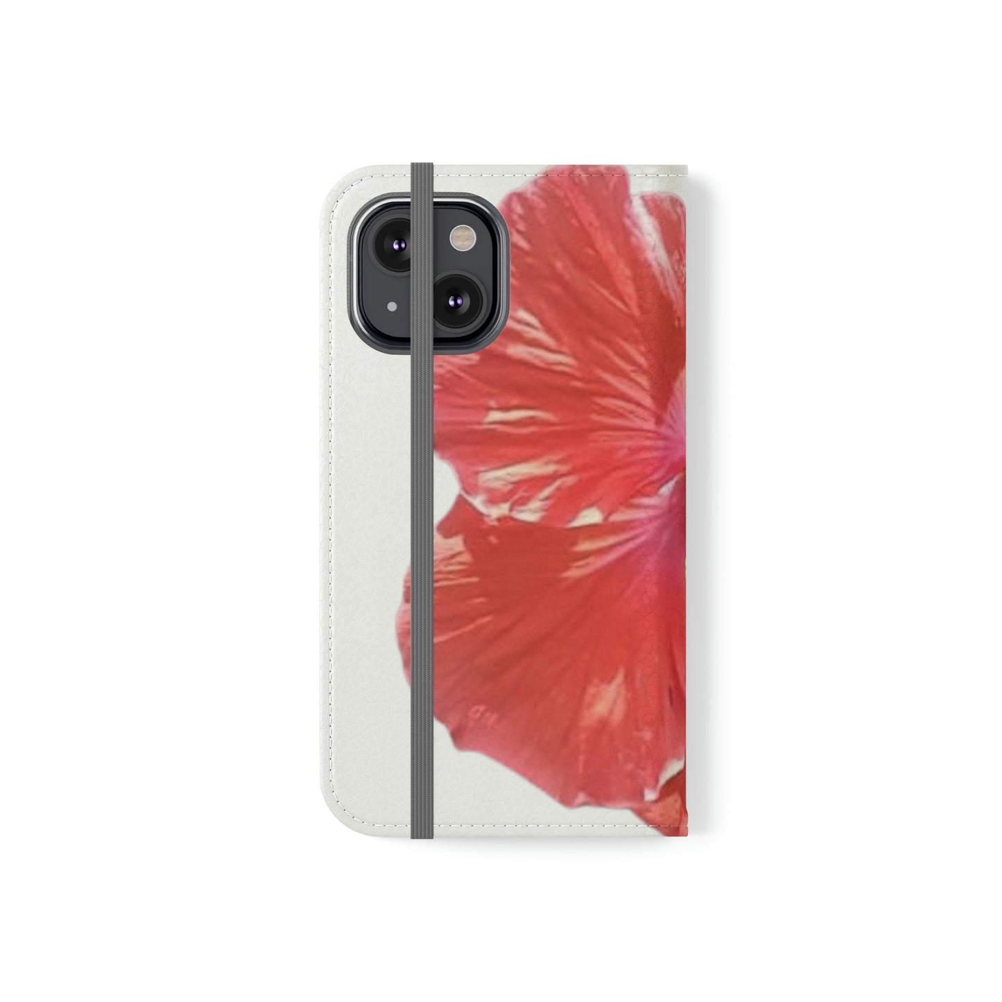 Peach Hibiscus White Background | Folio Phone Case | High Bloom Collection | Life By Ortavia