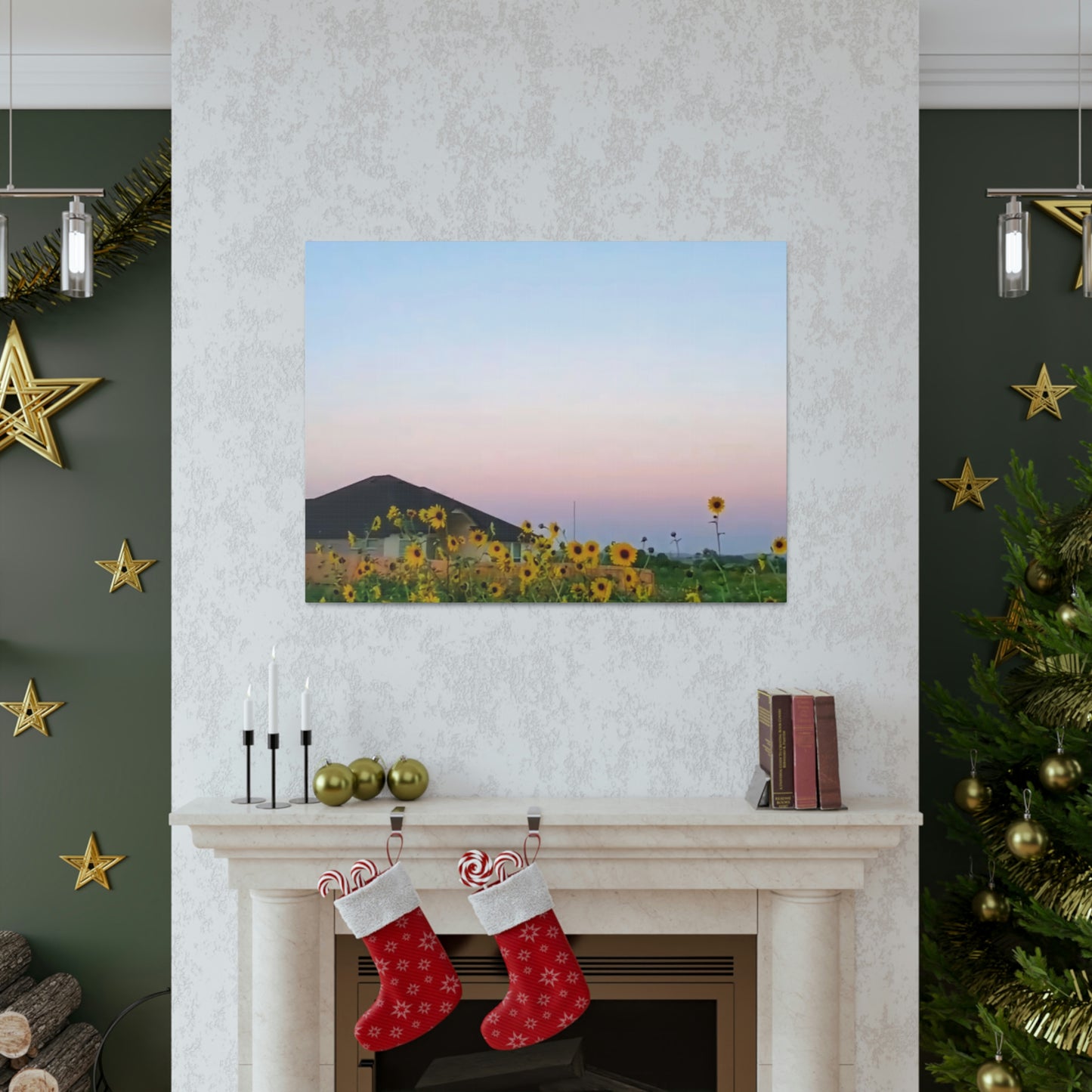 Sunflowers and a Rainbow Sky Canvas Gallery Wraps