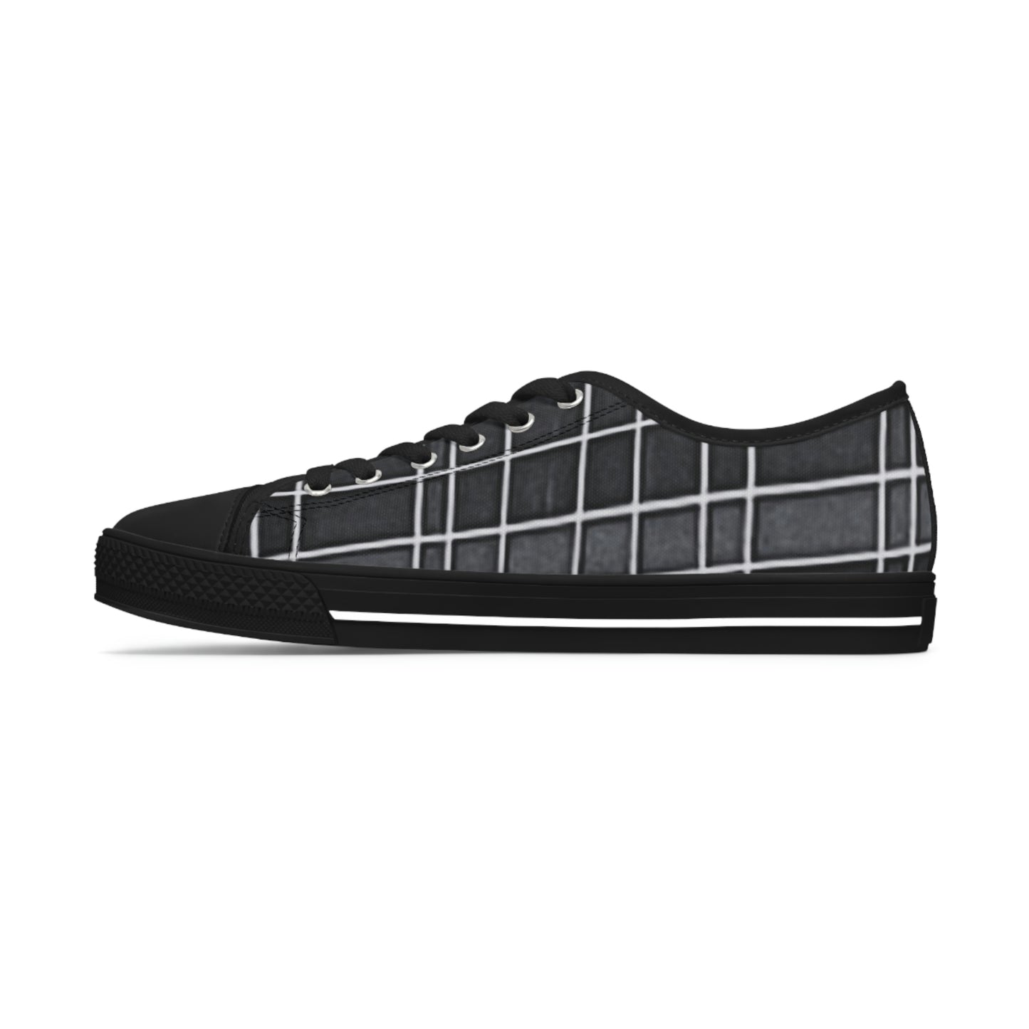 Women's Low Top Sneakers with Vintage Newspaper Window Design