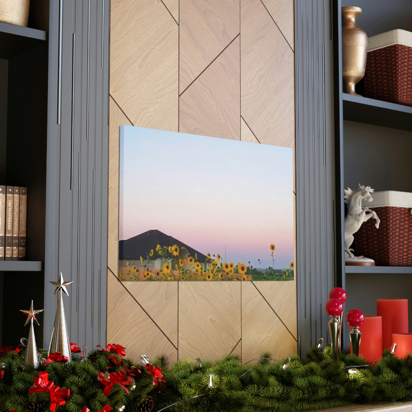 Sunflowers and a Rainbow Sky Canvas Gallery Wraps