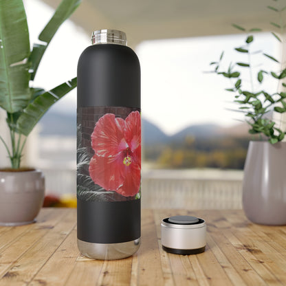 Peach Hibiscus Flower | Soundwave Copper Vacuum Audio Bottle 22oz | High Bloom Collection | Life By Ortavia