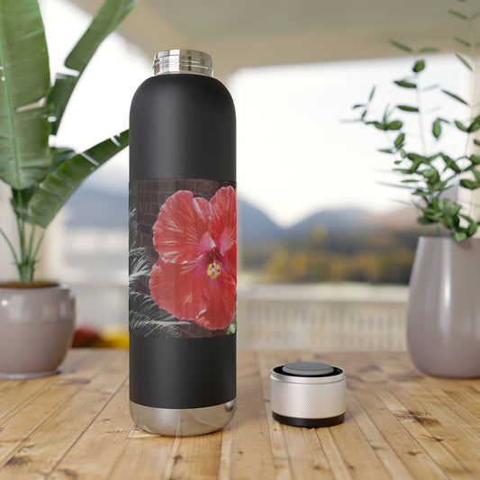 Peach Hibiscus Flower | Soundwave Copper Vacuum Audio Bottle 22oz | High Bloom Collection | Life By Ortavia