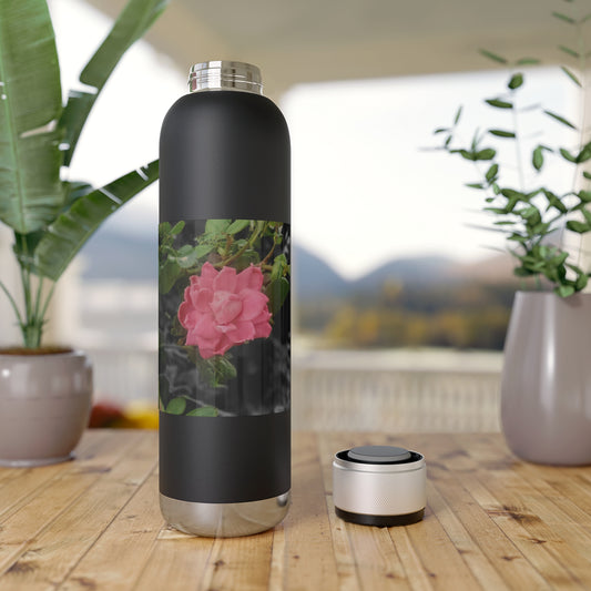 Pink Flower On A Vine | Soundwave Copper Vacuum Audio Bottle 22oz | Life By Ortavia