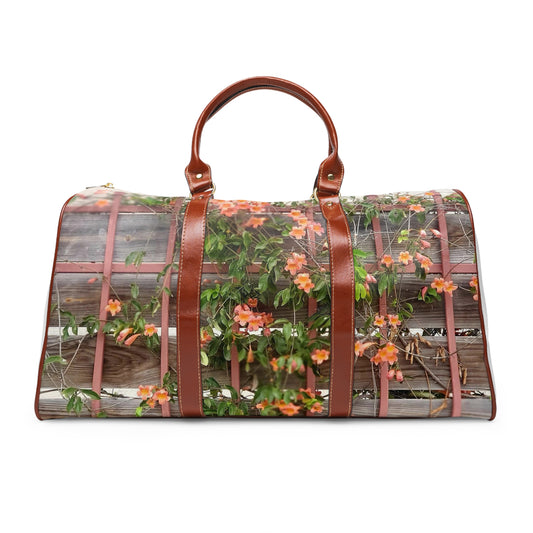 Flowers On A Rugged Fence | Waterproof Travel Bag | High Bloom Collection