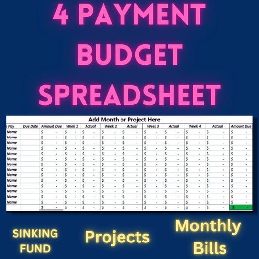 Automatic 4 Payment Budget Spreadsheet