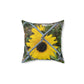 Spun Polyester Square Pillow with Sunflower Behind A Fence Design