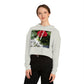Women’s Cropped Hooded Sweatshirt with Europeana Red Rose Signature Print