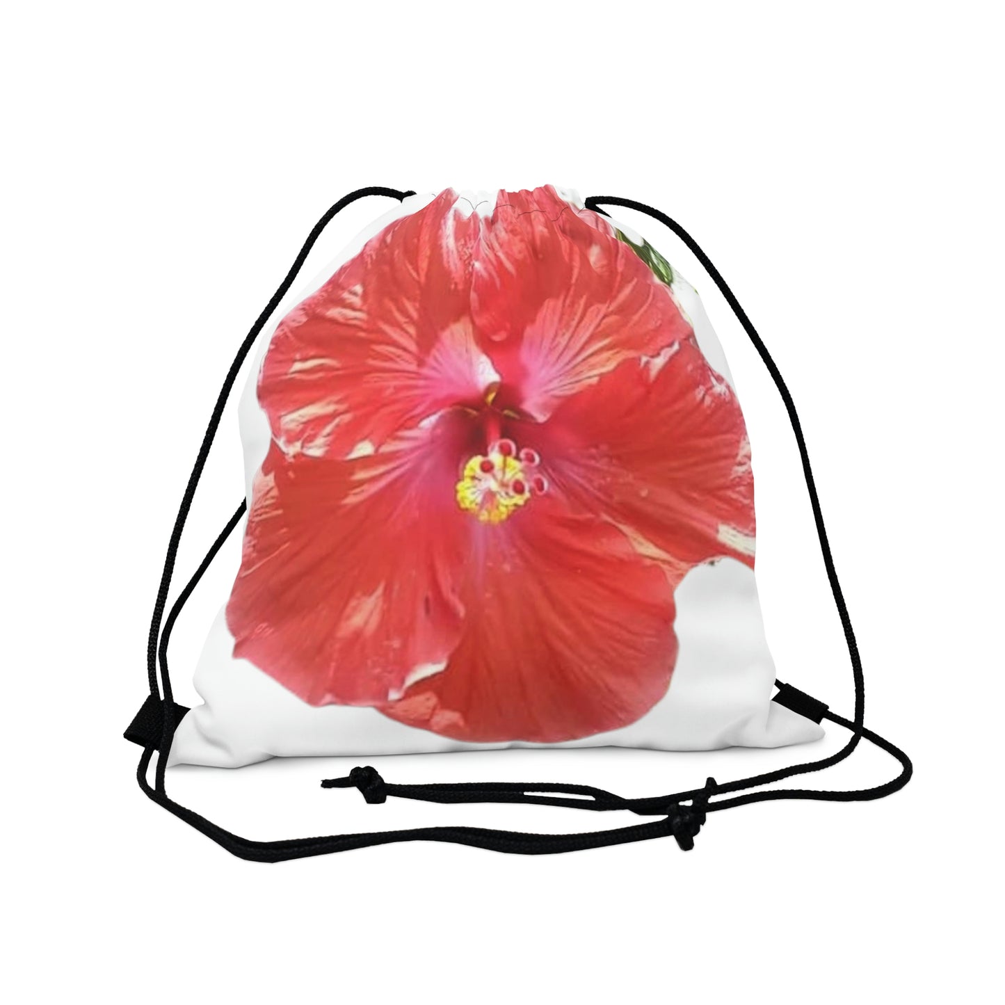 Peach Hibiscus White Background | Drawstring Bag | High Bloom Collection | Life By Ortavia