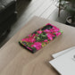 Phone Case With Card Holder with Hot Pink Bougainvillea Design